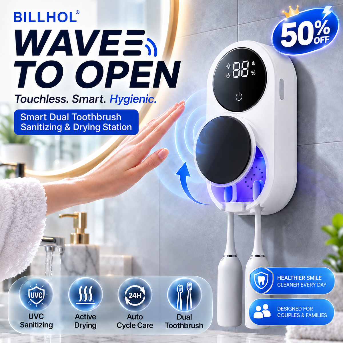 BILLHOL® Smart UV Toothbrush Sanitizer & Dryer