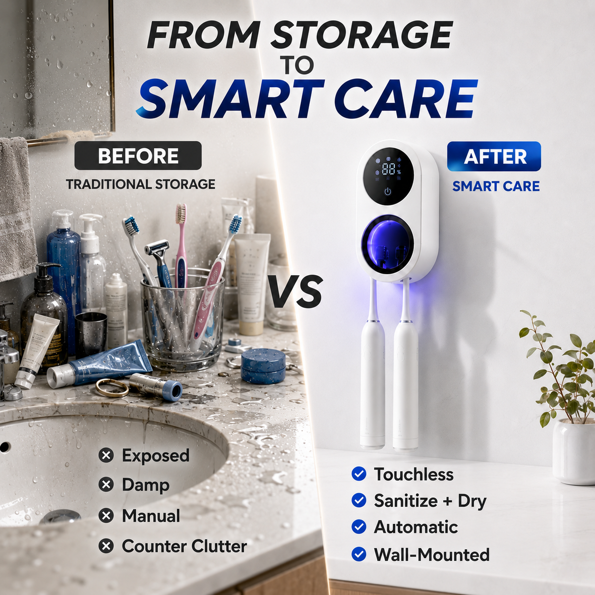 BILLHOL® Smart UV Toothbrush Sanitizer & Dryer