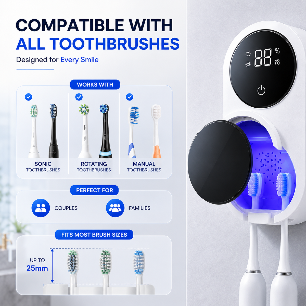 BILLHOL® Smart UV Toothbrush Sanitizer & Dryer