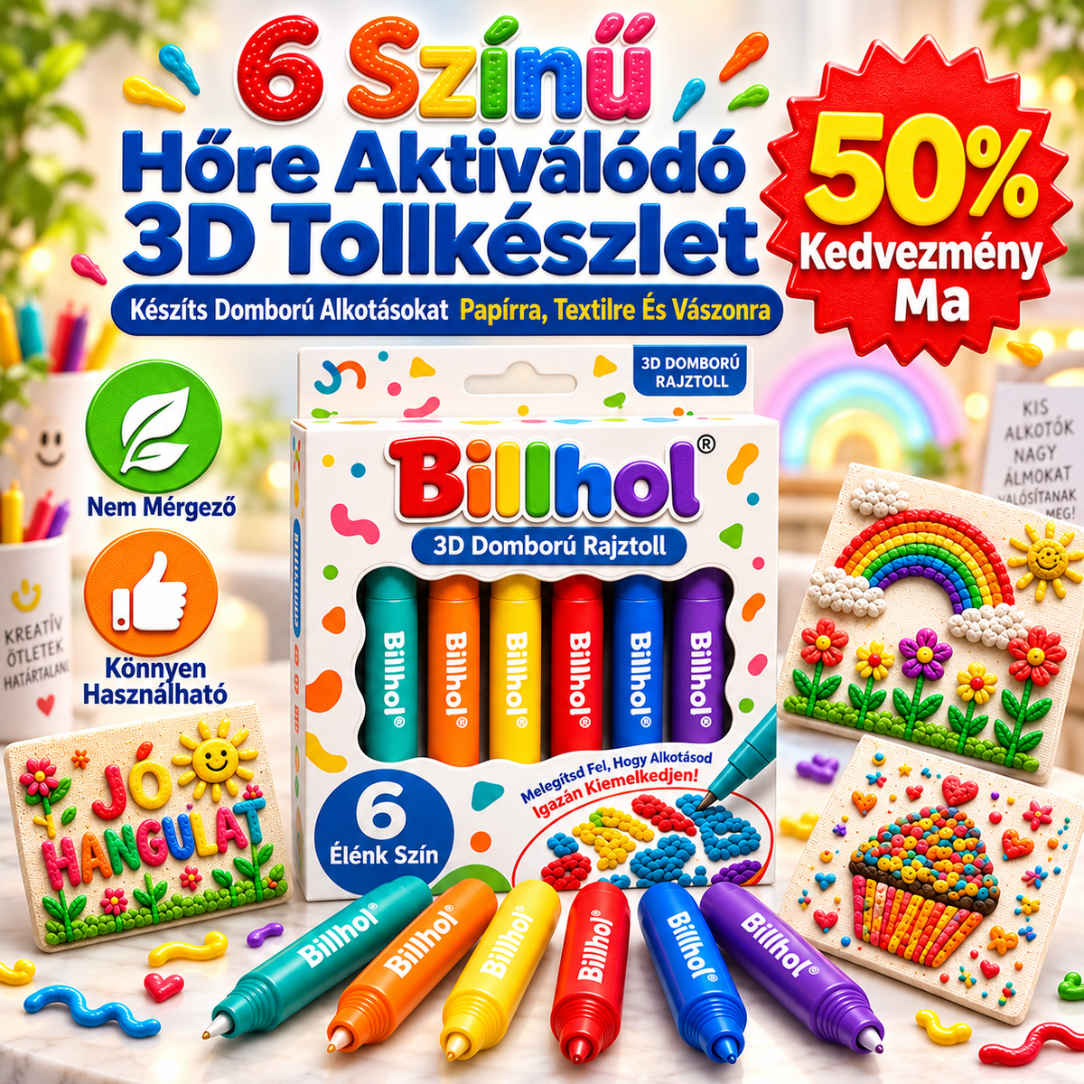 Rendelj Ma És Spórolj 50%-ot丨𝐁i𝐥𝐥𝐡𝐨𝐥®1️⃣ 3D Domborműves Művészeti Toll – Alakítsd A Sík Rajzokat Tapintható 3D Alkotásokká