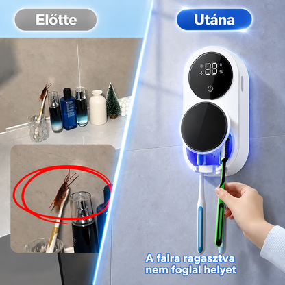 BILLHOL® WaveSense Érintésmentes, Fejlett Kétfogkefés UV-Fertőtlenítő és Szárító Állomás Automatikus Szenzoros Fedéllel