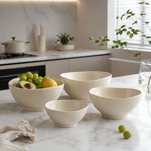 Cream White Irregular Ceramic Bowl Set