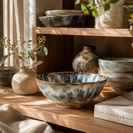 Reactive Glaze Stoneware Serving Bowl
