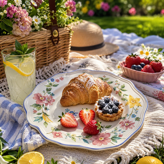French Countryside Floral Scalloped Ceramic Plate